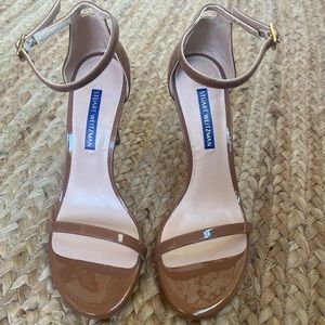 Stuart Weitzman Cappuccino Patent Leather Sandals